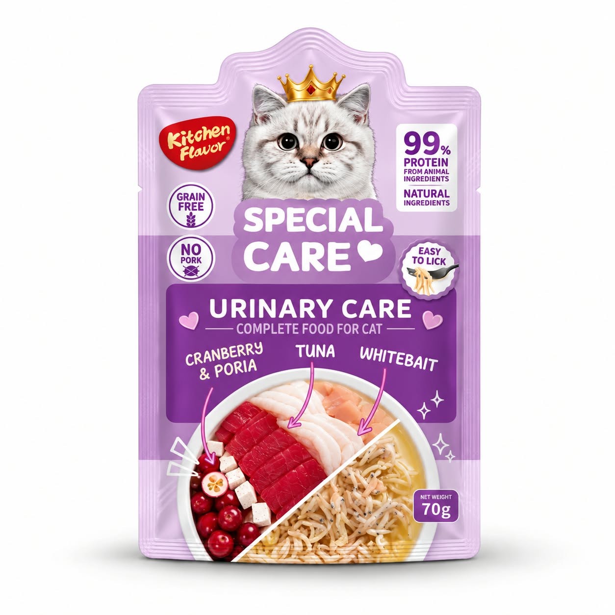 Kitchen Flavor Special Care Urinary Care Complete Wet Cat Food Pouch for All Life Stages - 70gm